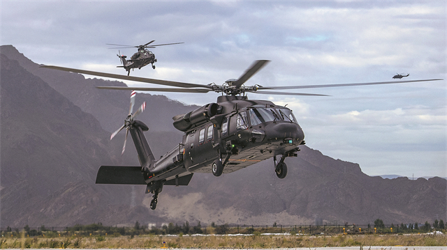 西藏軍區(qū)某旅組織編隊飛行訓(xùn)練